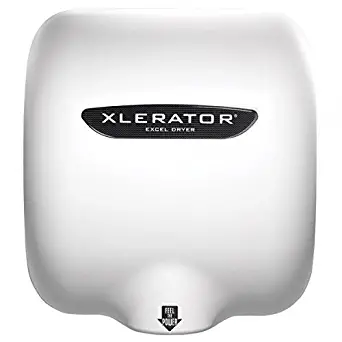 Excel Dryer XLERATOR XL-BW 1.1N High Speed Commercial Hand Dryer, White Thermoset Cover, Automatic Sensor, Surface Mount, Noise Reduction Nozzle, LEED Credits 110/120V