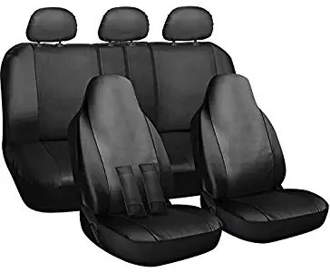 Motorup America Auto Seat Cover Full Set - Fits Select Vehicles Car Truck Van SUV - Solid Black