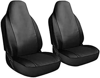 Motorup America Auto Seat Cover Set - Integrated High Back Seat - PU Leather Covers Fits Select Vehicles Car Truck Van SUV - Black