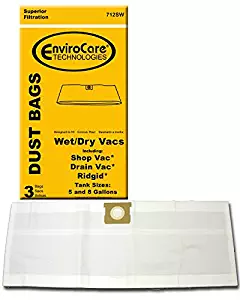 EnviroCare Replacement Vacuum Bags for 5 and 8 Gallon Wet Dry Vacuums Designed to Fit Shop Vac, Drain Vac and Rigid Machines 3 pack