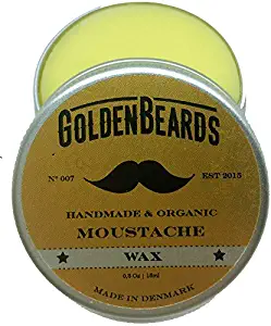 Organic Moustache Wax - 15ml 100% NaturalGolden Beards | Jojoba & Argan & Apricot Oil The perfect grooming product for your moustache, only natural ingredients, 100% handmade