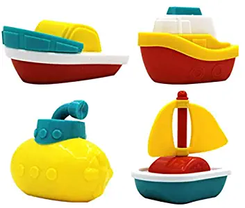 Anda Bath Tub Boats for Boys and Girls,4 Pack Bath Boat Toy, Pool Toy, 4 PCs Yacht, Speed Boat, Sailing Boat, Submarine, Cruise, Bath Toy Set for Baby Toddlers, Birthday Gift for Kids