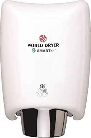 World Dryer K-974 SMARTdri High Efficiency Intelligent Automatic Hand Dryer with Aluminum White Cover, Multi-Jet Nozzle, 110-120V