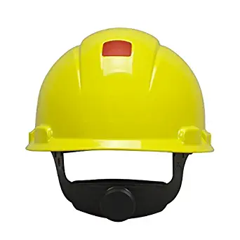 3M Hard Hat with Uvicator H-709R-UV, Bright Yellow, 4-Point Ratchet Suspension