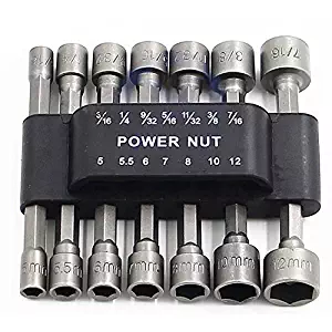 PANOVOS (14pcs) Power Nut Driver Drill Bit Set Metric Socket Wrench Screw 1/4'' Driver Hex