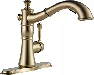 Delta Faucet Cassidy Single-Handle Kitchen Sink Faucet with Pull Out Sprayer and Magnetic Docking Spray Head, Champagne Bronze 4197-CZ-DST