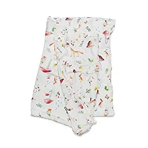 Loulou LOLLIPOP Soft Muslin Swaddle Blanket, Best Baby Receiving Blanket, 47" x 47" Baby Swaddle Wrap – Woodland Gnome Blanket for Girls and Boys