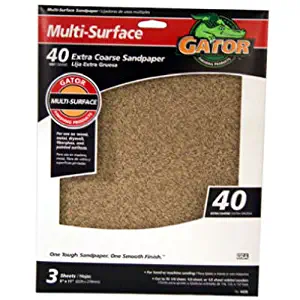 ALI INDUSTRIES Gator Finishing 4439 40 Grit Aluminum Oxide Sanding Sheets (3 Pack), 9" x 11"