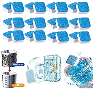 24 Pcs Solid Washing Machine Cleaner Effervescent Tablet Washer Cleaner Deep Cleaning Remover with Triple Decontamination for Bath Room Kitchen Home Hotel