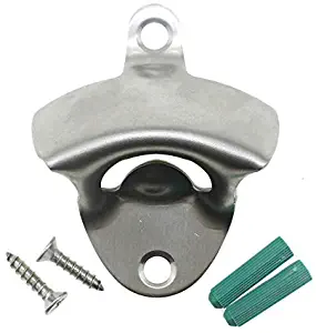 Brushed stainless Wall Mounted Bottle Opener with Stainless Steel Mounting Screws, Perfect for Restaurants, Bars, Boats, Patios (Upgraded Steel Bottle Opener Wall Mounted)