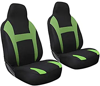 Motorup America High Back Auto Seat Cover Set - Fits Select Vehicles Car Truck Van SUV - Green & Black