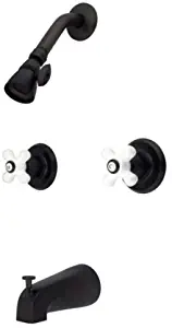 Kingston Brass KB245PX Magellan Tub and Shower Faucet Porcelain Cross Handles, Oil Rubbed Bronze