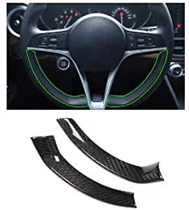 Real Carbon Fiber Car Steering Wheel Decoration Frame Strip Cover Trim For Alfa Romeo Giulia Stelvio 2017 2018 Car Accessory