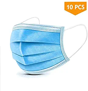 10PCS Disposable Face Masks, 3-Ply Earloop Mouth Mask for Dust and Personal Health, Respirator Masks Thicker Breathable and Comfortable Safety Face Masks for Home Office Use