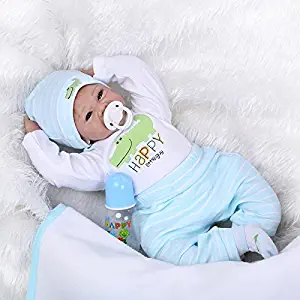 OCSDOLL Reborn Baby Dolls Boy 22" Cute Realistic Soft Silicone Vinyl Real Life Baby Doll Toddler Dolls