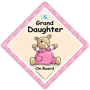 Granddaughter On Board Car Sign, Car Sign, Pink Quilt, Baby On Board, Bumper Sticker Style, Baby Girl in Car Sign, Grandchild On Board Sign