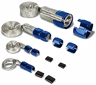 Blue Universal Stainless Steel Braided Hose Dress Up Kit Oil/Fuel/Vacuum/Radiator/Heater