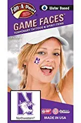 Northwestern University (NU) Wildcats – Water Based Temporary Spirit Tattoos – 4-Piece – Purple/White Cat Head N Logo