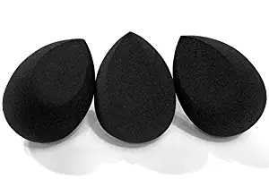 SPATI 3 Pcs Makeup Sponge Blender Set, Beauty Makeup Sponges Latex-free Blender for Foundations Powders Creams Liquids, Black