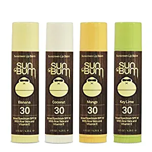 Sun Bum SPF30 Lip Balm Variety Pack (Banana, Coconut, Mango, Lime, 4)