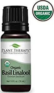Plant Therapy Basil Linalool Organic Essential Oil 10 mL (1/3 oz) 100% Pure, Therapeutic Grade
