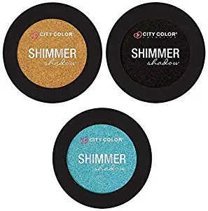 City Color- Shimmer Shadow/ 3 Pack Eyeshadow (Pharaoh, Black Widow, Breezy)