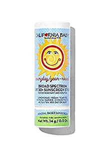 California Baby SPF 30 Sunscreen Stick for Everyday / Year Round Broad Spectrum Sunblock for Kids, Babies and Adults, Water Resistant Mineral Based Protection, (.5 ounces)