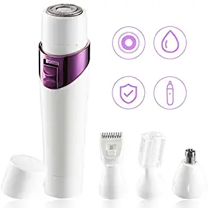 Veru ETERNITY Bikini Trimmer for Women, Painless 4 in 1 Electric Razor for Women Portable Facial Hair Removal for Women Face/Bikini Area/Armpit/Leg USB Recharge Eyebrow Nose Hair Trimmer for Women