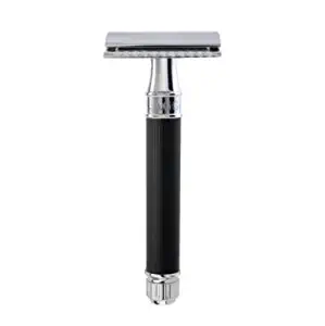 Double Edge Safety Razor, Regular Handle, Black Rubber Coated