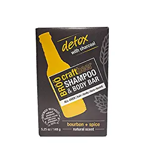 BRÖÖ Craft Beer Bar Shampoo Detoxifying Charcoal Plastic-free - 5.25 oz - Bourbon & Spice