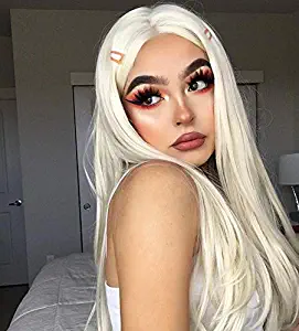 Sapphirewigs Silky Soft Straight Blonde Color Beauty Blogger Celebrity Daily Makeup Synthetic Lace Front Wedding Party Wigs