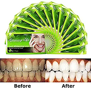 Upgraded Teeth Whitening Strips HP Professional Strength, Advanced Double Elastic Gel Strips, Custom Teeth Bleaching System, 14 Days Supply, Bonus Paper Shade Guide, Mint Flavor