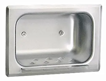 Bobrick 4380 304 Stainless Steel Recessed Heavy-Duty Soap Dish, Matte Polished Finish, 7-3/16