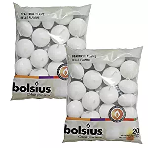 BOLSIUS Unscented Floating Candles – Set of 40 White Floating Candles – Cute and Elegant Burning Candles – Candles with Nice and Smooth Flame – Party Accessories