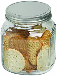 Anchor Hocking 32-Ounce Cracker Jar with Brushed Aluminum Lid, Set of 4, Clear Glass (85812R)