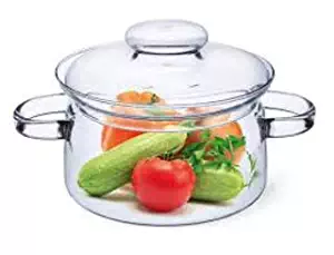 Simax Glassware 1 Quart Glass Pot | With Lid, Heat Resistant Handles, Doubles as Serving Dish, Made from Oven, Microwave, Stove and Dishwasher Safe Borosilicate Glass