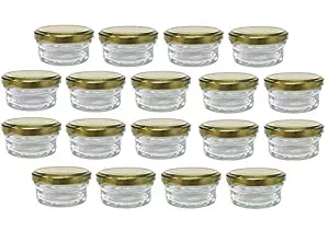 Nakpunar 21 pcs 2 oz Mason Jars with Gold Lids - Made in Italy