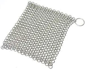 Mythrojan Chainmail Cast Iron Scrubber Cast Iron Maintenance For Lodge Cast Iron Skillet Scrubber for Cast Iron Griddle Cast Iron Wok Scrapper Cast Iron Cook Pot Maintenance Easy Cast Iron Cleaning