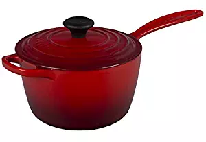 Le Creuset of America Enameled Cast Iron Sauce Pan, 2 1/4-Quart, Cerise (Cherry Red)