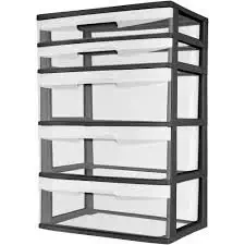 Sterilite, 5 Drawer Wide Tower- Black Made of Heavy- Duty Plastic 5 Clear Drawers