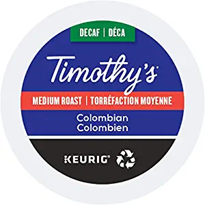 Timothy's Colombian Decaf Coffee Keurig K-Cups, 24 Count