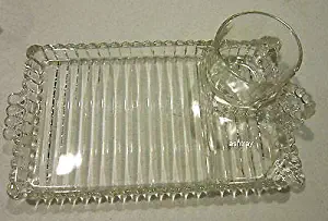 Vintage Depression Glass Hazel Atlas Snack Sip & Smoke Set From Orchard Crystal Line
