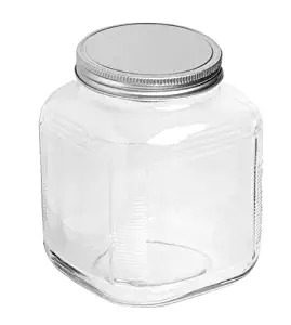 Anchor Hocking 1-Gallon Cracker Jar with Brushed Aluminum Lid, Set of 4, Clear Glass - 85725