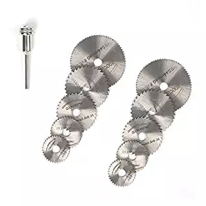 Hurricane 11 pieces 1/8" shank High Speed Steel mini Circular Saw Blade, with stainless steel Mandrel for Dremel Fordom Rotary Tool