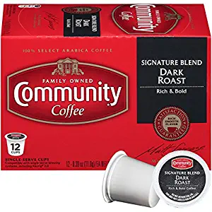 Community Coffee Signature Blend Dark Roast Single Serve Pods, Compatible with Keurig 2.0 K Cup Brewers, 12 Count