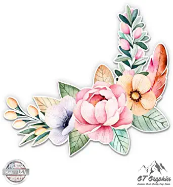GT Graphics Flower Bouquet Watercolor Boho Art - Vinyl Sticker Waterproof Decal