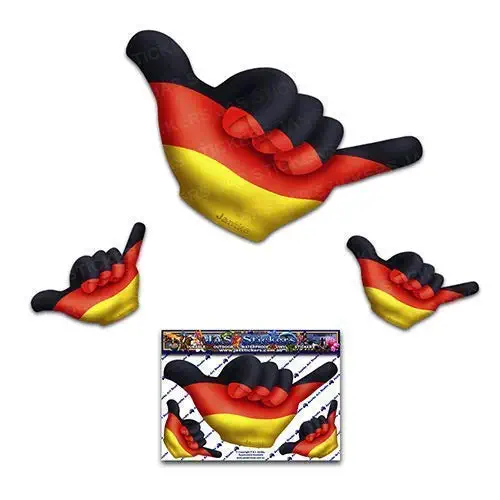 JAS Stickers® HANG LOOSE German Flag Car Decal - Funny Shaka Friendship Small Vinyl Sticker Pack For Laptop Bicycle Caravans Trucks & Boats - ST00055GR_SML