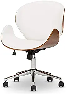 Baxton Studio Bruce Office Chair in White and Walnut