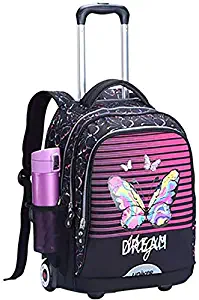 ZLSANVD School Bags for Girls 17 Inch School Bookbags Oversized Load Multi-Compartment Wheeled Rolling Backpack Laptop Travel Bag for Students Kids Backpack (Color : D)