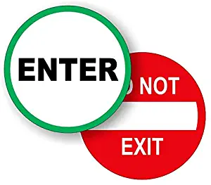 (Pair) 5-inch Round Enter and DO NOT EXIT Vinyl Door Decals | Weatherproof Stickers | Glass Entry Labels Handicap Automatic Door Business Home Office Retail Store Signs